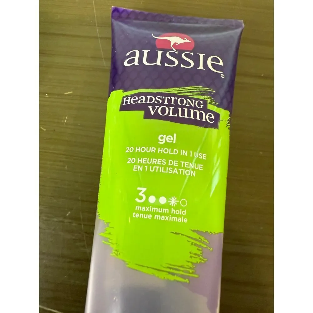 Aussie Head Strong Volume Gel 198g 7oz Maximum Hold Jojoba Oil Sea Kelp 20h Hold